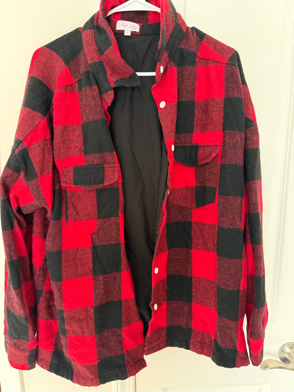 Pink Lily Red and Black Buffalo Plaid Shacket